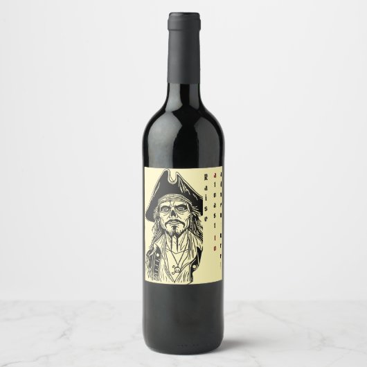 海賊をテーマにした出現パーソナライズされたの ワインラベル (正面)