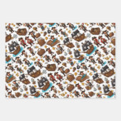 海賊をテーマにした包装紙フラットシートセット3 ラッピングペーパーシート (正面2)