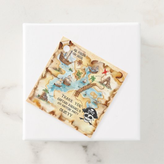 海賊をテーマにした宝石地図バースデーパーティー フェイバータグ (インサイチュ)
