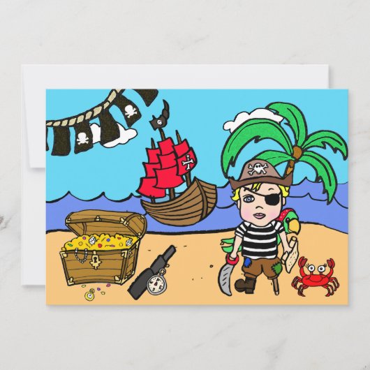 海賊をテーマにした少年の誕生日招待状 招待状 (正面)