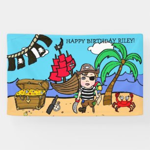 海賊をテーマにした誕生日バナー 横断幕