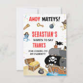 海賊をテーマにした誕生日パーティーの招待状 サンキューカード (正面)