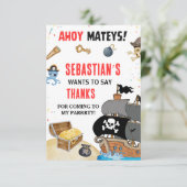 海賊をテーマにした誕生日パーティーの招待状 サンキューカード (スタンド正面)
