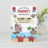 海賊をテーマにした誕生日パーティーの招待状 招待状 (スタンド正面)