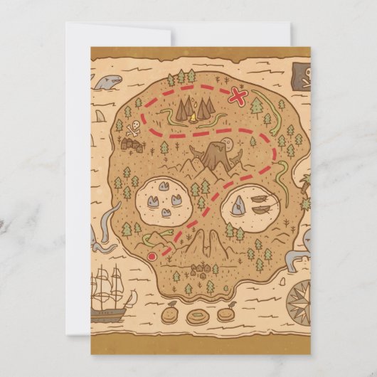 海賊をテーマにした誕生日パーティーの招待状 招待状 (裏面)