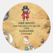 海賊をテーマにした誕生日パーティー ラウンドシール (正面)