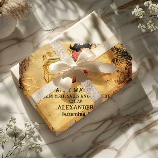 海賊をテーマにした誕生日パーティー ラッピングペーパー