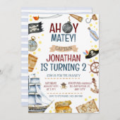 海賊をテーマにした誕生日パーティー 招待状 (正面/裏面)