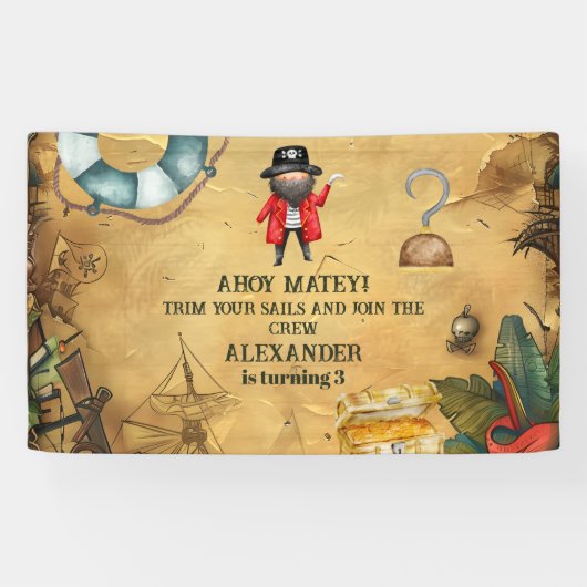 海賊をテーマにした誕生日パーティー 横断幕 (横)