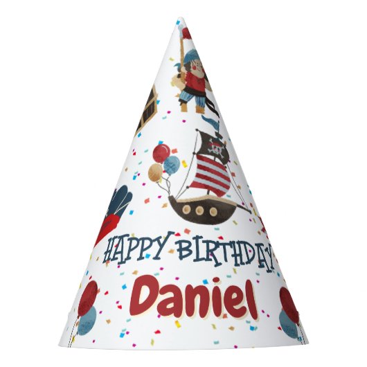 海賊をテーマにした誕生日帽子 パーティーハット (正面)