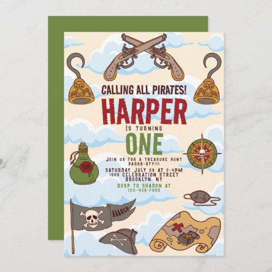 海賊を呼ぶ声は海賊の誕生日のように話す 招待状 (正面/裏面)