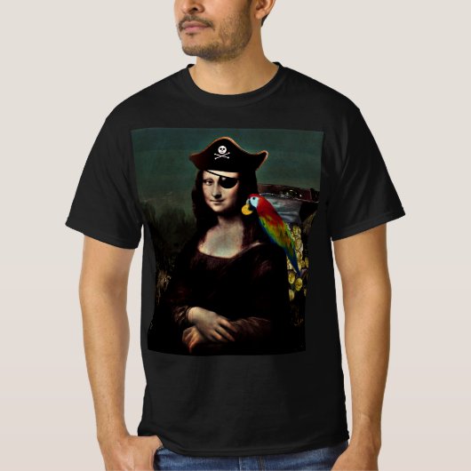 海賊アイマスクのモナリザ Tシャツ (正面)