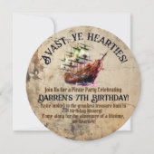 海賊アドベンチャー待ち |ヴィンテージ出荷テーマパーティー 招待状 (正面)