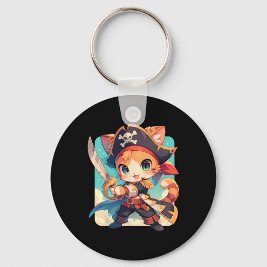 海賊アニメとしてかわいい猫かわいい キーホルダー (正面)
