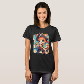 海賊アニメとしてかわいい猫かわいい Tシャツ (正面フル)