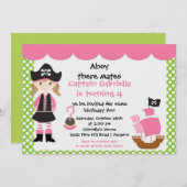 海賊アホイ·メイツ誕生日パーティー招待ガール 招待状 (正面/裏面)