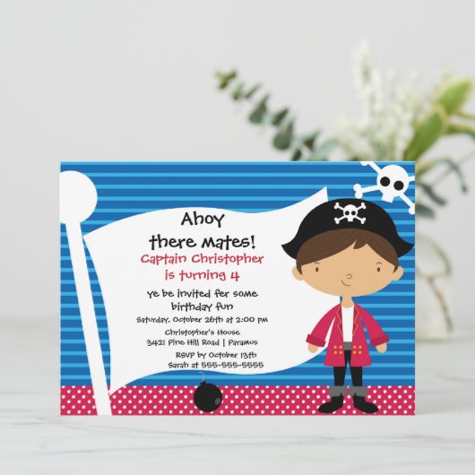海賊アホイ・メイツ・バースデー・パーティー招待ボーイ 招待状 (スタンド正面)