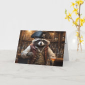 海賊アライグマのバーテンダーのおかしいお話 誕生日 カード (黄色い花)