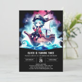 海賊エレガントモダン誕生日 招待状 (スタンド正面)