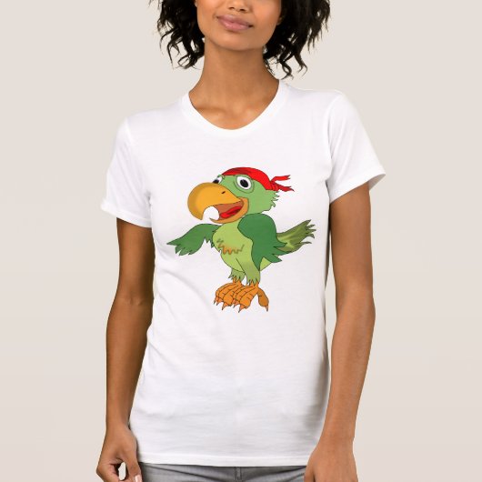 海賊オウムのアニメーションの漫画のイラストレーション Tシャツ (正面)