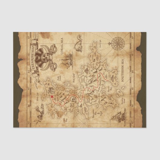 海賊オールドヴィンテージ宝石地図バースデーパーティー 薄葉紙 (正面)