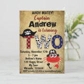 海賊カニの誕生日招待状、海賊テーマ 招待状 (スタンド正面)