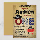 海賊カニ誕生日招待状 招待状 (正面/裏面)