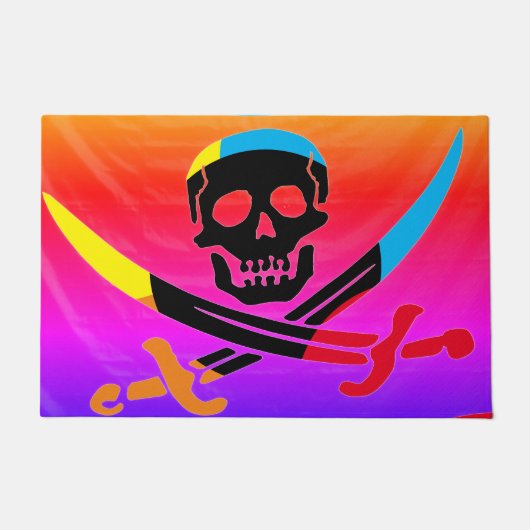 海賊カラフルスカル ドアマット (正面)