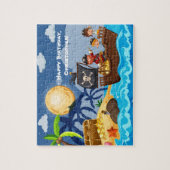 海賊カリブの、宝島、満月。 ジグソーパズル (縦)