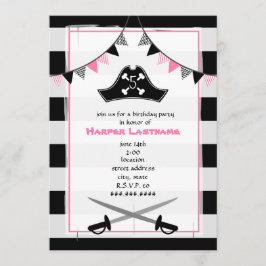 海賊ガーリー誕生日パーティーへの招待 招待状