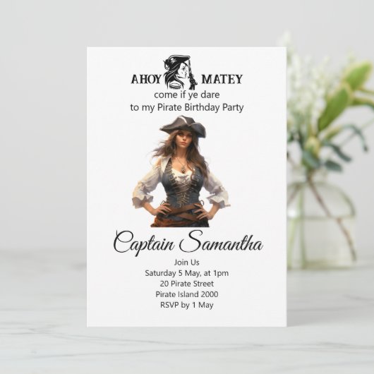 海賊ガールのお誕生日パーティーへようこそ！ 招待状 (スタンド正面)