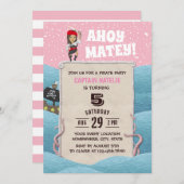 海賊ガールタコの誕生日パーティー 招待状 (正面/裏面)