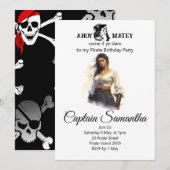 海賊ガールテーマの招待状 招待状 (正面/裏面)