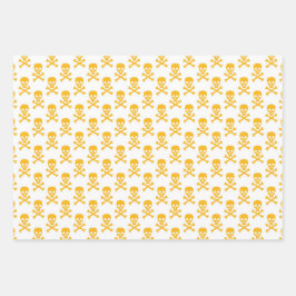 海賊キッズパーティークロスボーンカラフルモダンおもしろい ラッピングペーパーシート