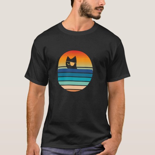 海賊キャットキャプテン子猫アイパッチ海 Tシャツ (正面)