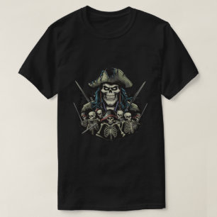 海賊キャプテンと彼の骨格の乗組員 Tシャツ