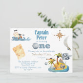 海賊キャプテンカワイファースト誕生日 招待状 (スタンド正面)