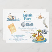海賊キャプテンカワイファースト誕生日 招待状 (正面/裏面)