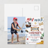 海賊キャプテン写真パイレーツキッズ誕生日パーティー ポストカード (正面/裏面)