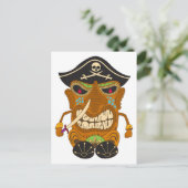 海賊キャプテン、木製おもしろい天気像 ポストカード (スタンド正面)