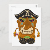海賊キャプテン、木製おもしろい天気像 ポストカード (正面/裏面)