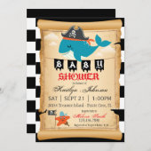 海賊クジラとヒトデのベビーシャワー 招待状 (正面/裏面)