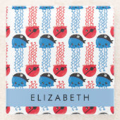 海賊クラゲクラゲ模様お名前 ガラスコースター (正面)