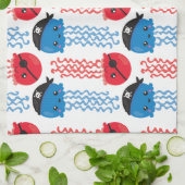 海賊クラゲクラゲ模様お名前 キッチンタオル (折り畳み)