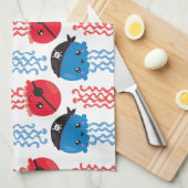 海賊クラゲクラゲ模様お名前 キッチンタオル (四つ折り)