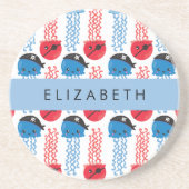 海賊クラゲクラゲ模様お名前 コースター (正面)