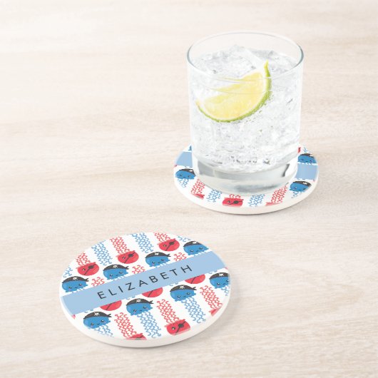 海賊クラゲクラゲ模様お名前 コースター (側面)