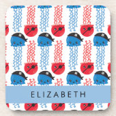 海賊クラゲクラゲ模様お名前 コースター (正面)