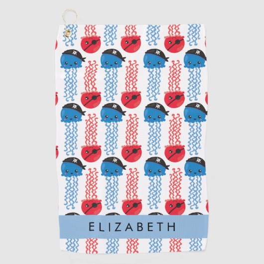 海賊クラゲクラゲ模様お名前 ゴルフタオル (正面)