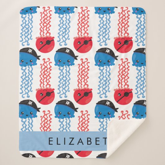 海賊クラゲクラゲ模様お名前 シェルパブランケット (正面)
